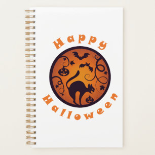 Frohe Halloween Laternenschwarze Katzen Spinnen un Planer