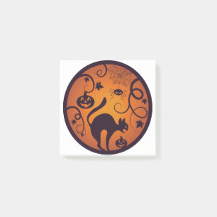 Frohe Halloween Laternenschwarze Katzen Spinnen un Post-it Klebezettel