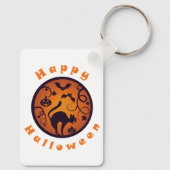 Frohe Halloween Laternenschwarze Katzen Spinnen un Schlüsselanhänger (Rückseite)