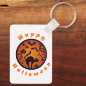 Frohe Halloween Laternenschwarze Katzen Spinnen un Schlüsselanhänger (Rückseite)