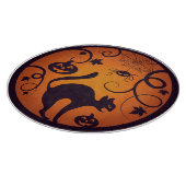 Frohe Halloween Laternenschwarze Katzen Spinnen un Schneidebrett (Ecke)