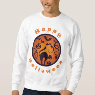 Frohe Halloween Laternenschwarze Katzen Spinnen un Sweatshirt