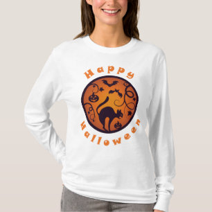 Frohe Halloween Laternenschwarze Katzen Spinnen un T-Shirt