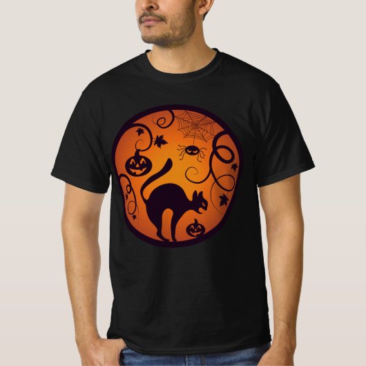 Frohe Halloween Laternenschwarze Katzen Spinnen un T-Shirt (Vorderseite)