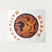 Frohe Halloween Laternenschwarze Katzen Spinnen un Wandteppich (Vorderseite (Horizontal))