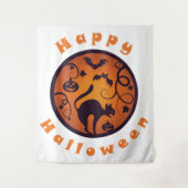 Frohe Halloween Laternenschwarze Katzen Spinnen un Wandteppich (Vorderseite)