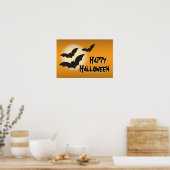 Frohe Halloween mit Fledermäusen und Mondplakat Poster (Küche)