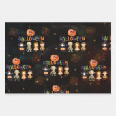 Frohe Halloween Monster Muster wrapping Wrapping Geschenkpapier Set (Vorderseite)