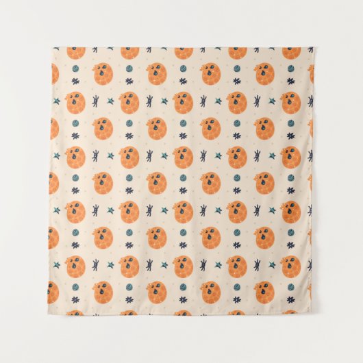 Frohe Halloween nahtloses Muster, Hintergrund. Sku Wandteppich (Vorderseite (Horizontal))