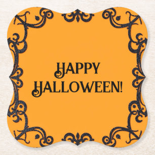 Frohe Halloween Orange & Black Paper Untersetzer