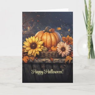 Frohe Halloween Pumpkin Herbst Herbst Blume Karte