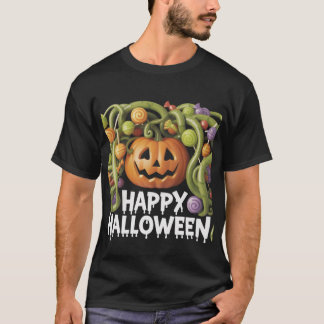 Frohe Halloween Pumpkin Illustration mit Candy T-Shirt