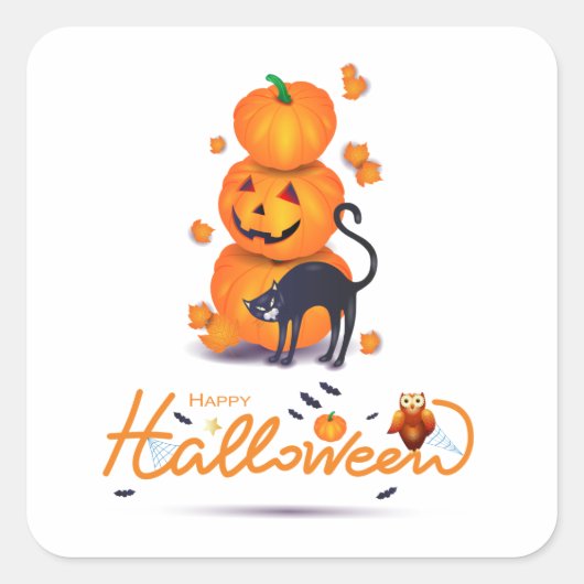 Frohe Halloween! Quadratischer Aufkleber (Vorderseite)