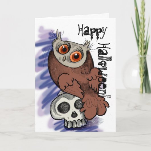 Frohe Halloween! Scardy Owl Skull~cards Karte (Vorderseite)
