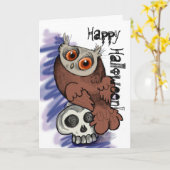 Frohe Halloween! Scardy Owl Skull~cards Karte (Gelbe Blume)