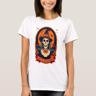 Frohe Halloween-Schädelhexe T-Shirt