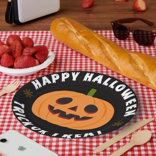 Frohe Halloween Schwarze Süßigkeiten oder Saures Pappteller (Picknick)