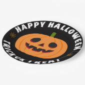 Frohe Halloween Schwarze Süßigkeiten oder Saures Pappteller (Schrägansicht)