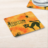 Frohe Halloween-Schwarzkatze, Eule, Kürbis Rechteckiger Pappuntersetzer (angewinkelt)