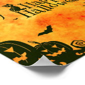 Frohe Halloween-Schwarzkatze, Eule, Kürbisse Poster (Ecke)