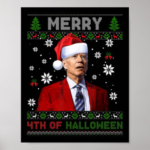 Frohe Halloween Spaß Biden Ugly Weihnachten Poster