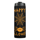 Frohe Halloween-Spinne im Halloween-Netz Thermosbecher (Vorderseite)