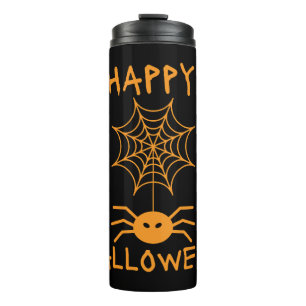 Frohe Halloween-Spinne im Halloween-Netz Thermosbecher