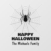 Frohe Halloween-Spinne im Namen der Web-Familie Fensteraufkleber (Blatt)
