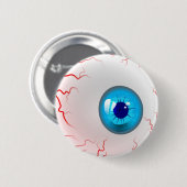 Frohe Halloween! Spooky Blue Eyeball Button (Vorne & Hinten)