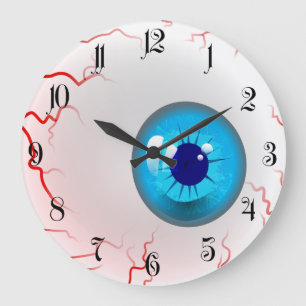 Frohe Halloween! Spooky Blue Eyeball Große Wanduhr