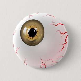Frohe Halloween! Spooky Brown Eyeball Button
