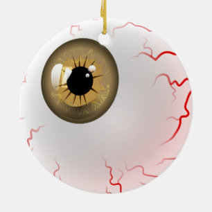 Frohe Halloween! Spooky Brown Eyeball Keramikornament