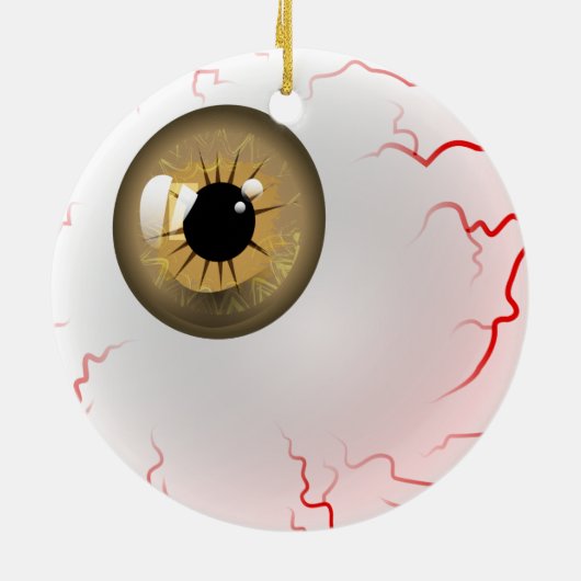 Frohe Halloween! Spooky Brown Eyeball Keramikornament (Hinten)
