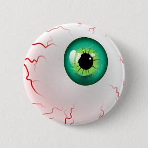 Frohe Halloween! Spooky Green Eyeball Button