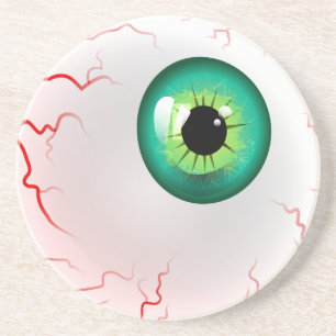 Frohe Halloween! Spooky Green Eyeball Getränkeuntersetzer