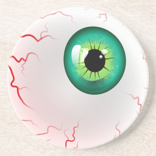Frohe Halloween! Spooky Green Eyeball Getränkeuntersetzer (Vorne)
