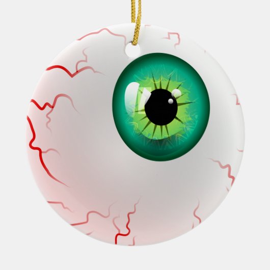 Frohe Halloween! Spooky Green Eyeball Keramik Ornament (Vorne)