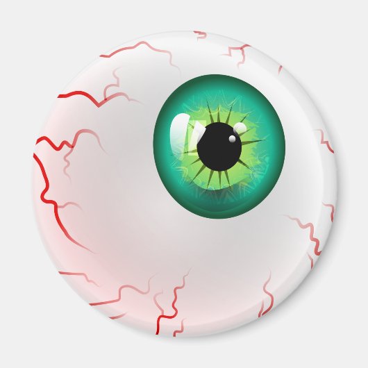 Frohe Halloween! Spooky Green Eyeball Magnet (Vorne)