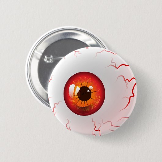 Frohe Halloween! Spooky Red Eyeball Button (Vorne & Hinten)