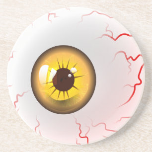 Frohe Halloween! Spooky Yellow Eyeball Getränkeuntersetzer