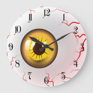 Frohe Halloween! Spooky Yellow Eyeball Große Wanduhr