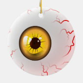 Frohe Halloween! Spooky Yellow Eyeball Keramik Ornament (Hinten)