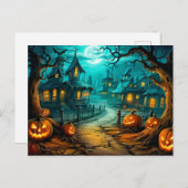 Frohe Halloween Spuk House nach Mitternacht Postkarte (Vorne/Hinten)