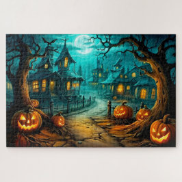 Frohe Halloween Spuk House nach Mitternacht Puzzle