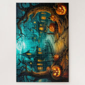 Frohe Halloween Spuk House nach Mitternacht Puzzle (Vertikal)