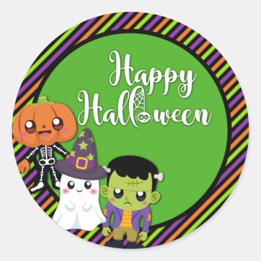Frohe Halloween-Sticker mit Monstern Runder Aufkleber (Vorderseite)