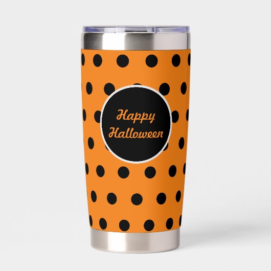 Frohe Halloween Thermal Tumbler (Orange & Schwarz) Thermobecher (Vorderseite)