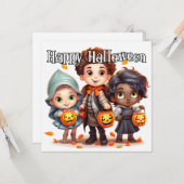 Frohe Halloween-Trick oder Behandlung für Kinder Karte (Vorderseite/Rückseite Beispiel)