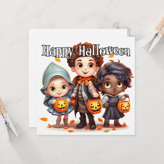 Frohe Halloween-Trick oder Behandlung für Kinder Karte (Vorderseite/Rückseite Beispiel)