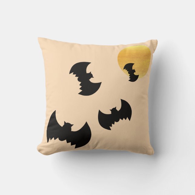 Frohe Halloween Trick oder Treat Bats mit dem Mond Kissen (Vorderseite)